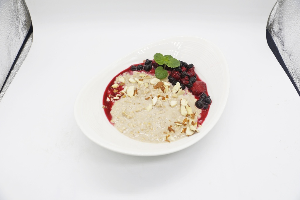 Almond Milk Bircher Muesli with Berry Nut Mix